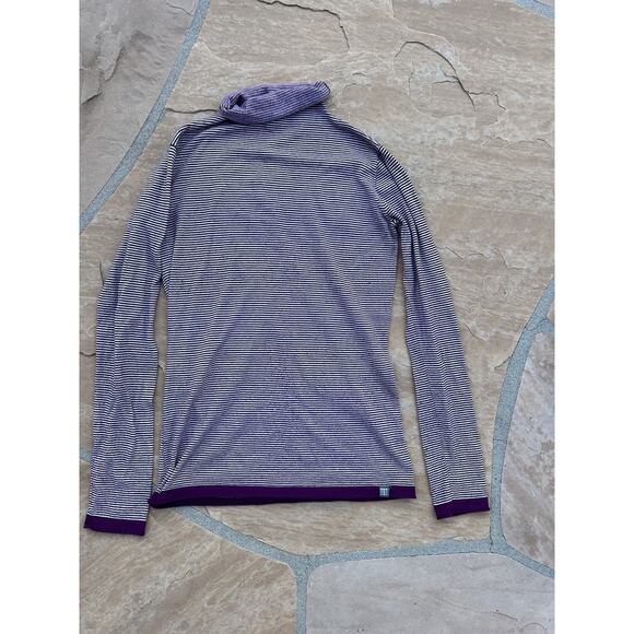 Title Nine Womens Purple Striped Mock neck Sweater Small Activewear - Picture 1 of 4
